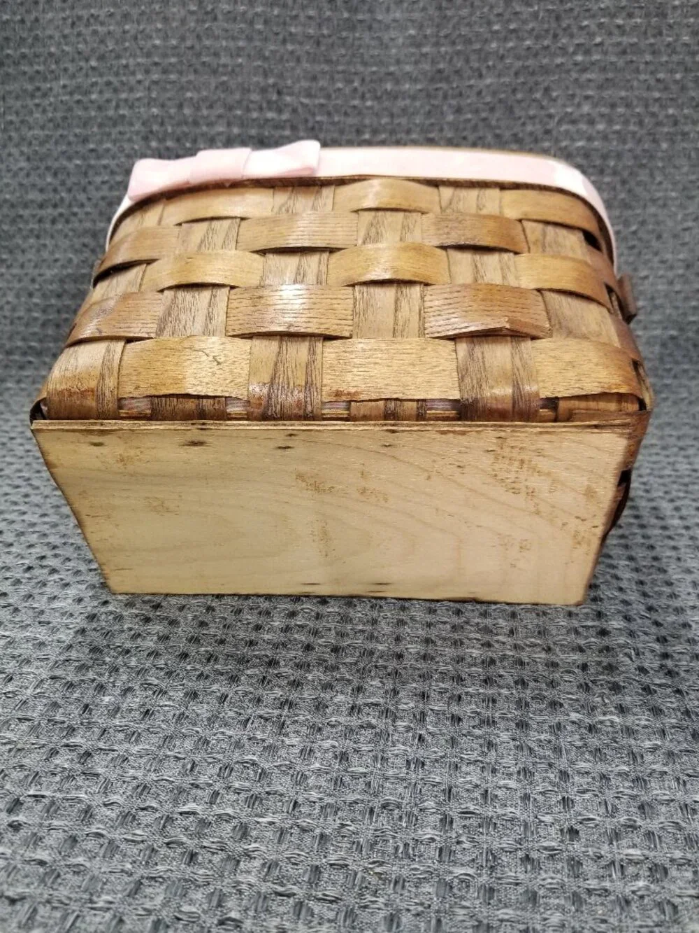 Vintage Wooden Basket with Lid and Handle